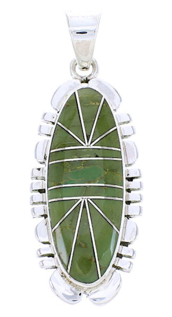 Southwestern Silver Turquoise Inlay Pendant BW70999